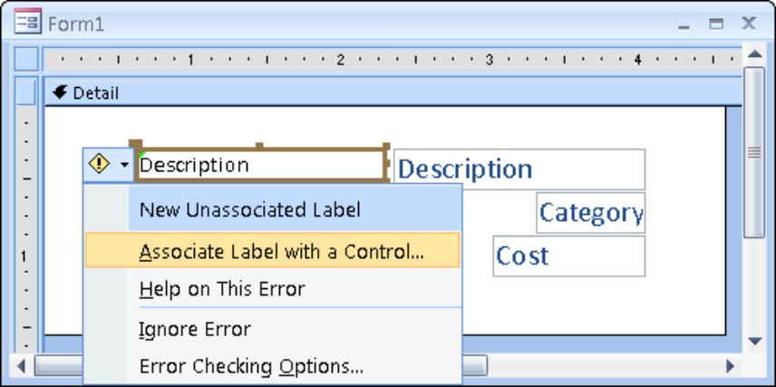 Associating a label with a control